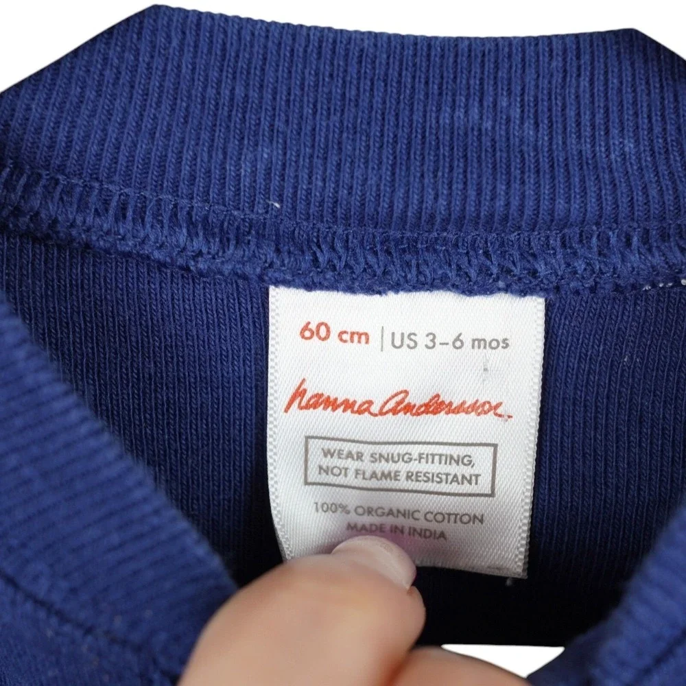 Hanna Andersson Baby Snowflake Print Organic Cotton Footless‎ Pajamas 3-6 Months
